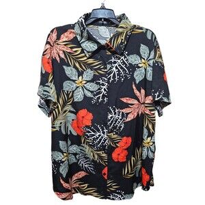 Womens 2X Summer Hawaiian Button Down Short Sleeve Shirt